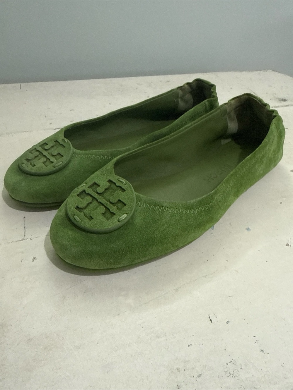 Tory Burch Green Leather Ballet Flats - Sz. 8